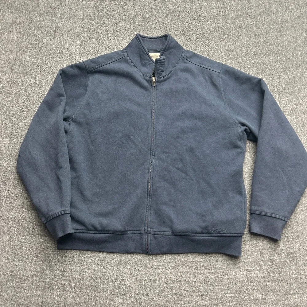 LL Bean Katahdin Iron Works Jacket Large‎ Mens Blue Sherpa Lined Sweatshirt